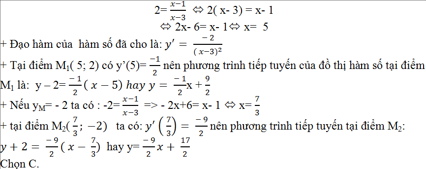 Viết phương trình tiếp tuyến của đồ thị hàm số tại 1 điểm