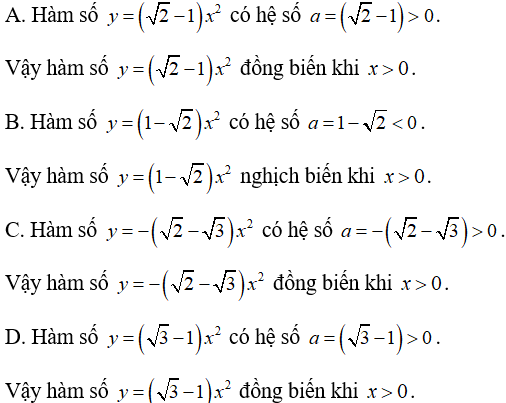 Xét tính đồng biến, nghịch biến của hàm số cực hay, có đáp án