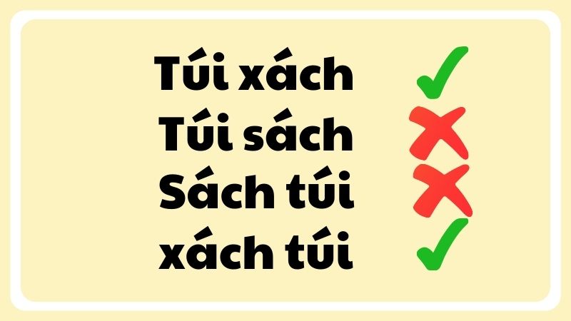 sách túi hay xách túi, túi sách hay túi xách